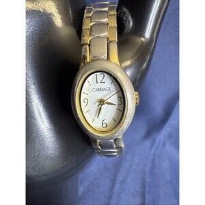 Carriage by Timex Watch Women 18x22mm Oval Silver Clasp Band New Battery 5.5"